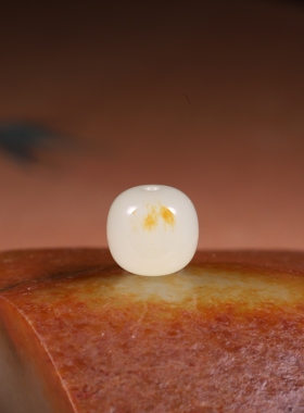 9mm天然籽料白玉圆珠手串配珠