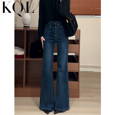 厚绒不贴腿微喇叭牛仔裤女小个子