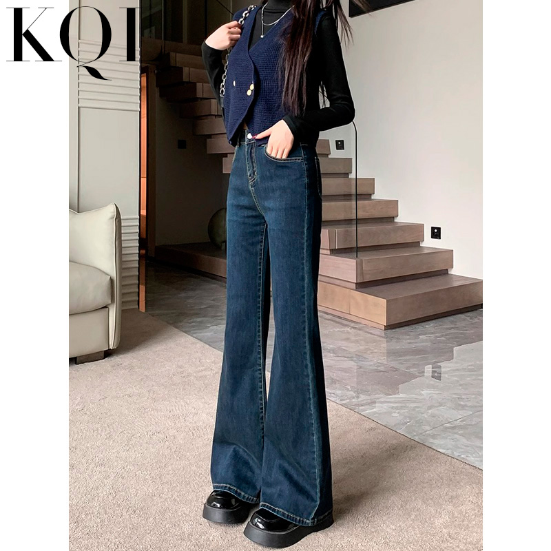 高腰微喇牛仔裤女高个子马蹄裤