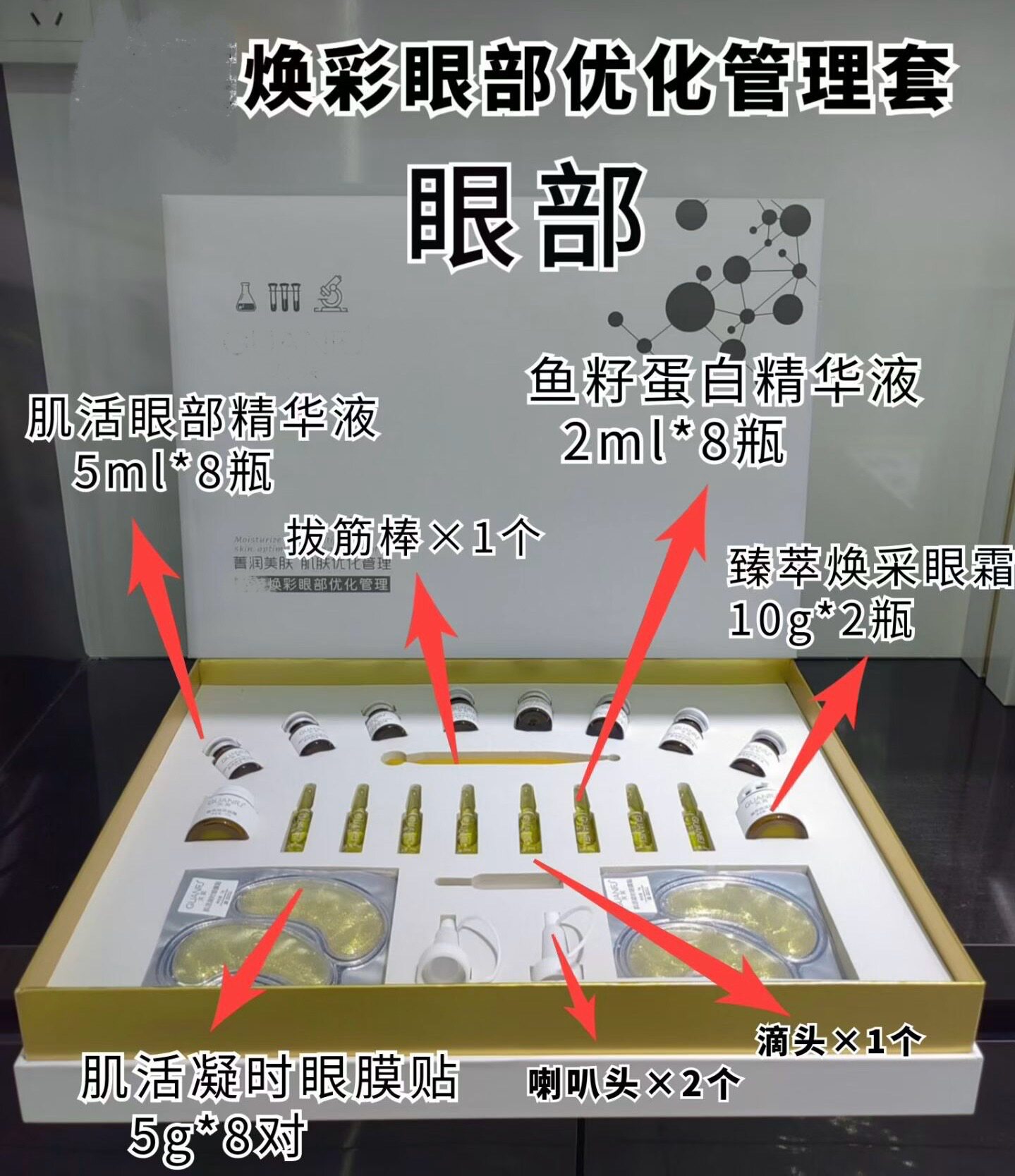 眼部焕彩优化套盒减淡眼纹鱼尾纹补水滋润提拉紧致修护眼周