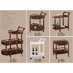 中式酒店餐厅双层实木餐车高档茶酒水推车美容院手推车移动餐边架