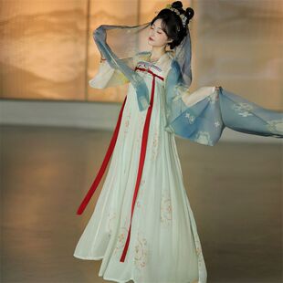 原创齐胸唐制汉服春季复原披帛新款女装春夏唐制复套装爆款日常