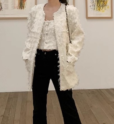 WXLSTUDIO 高定成衣_JIN口羊毛蝴蝶纱小香风无领外套/马甲/吊带