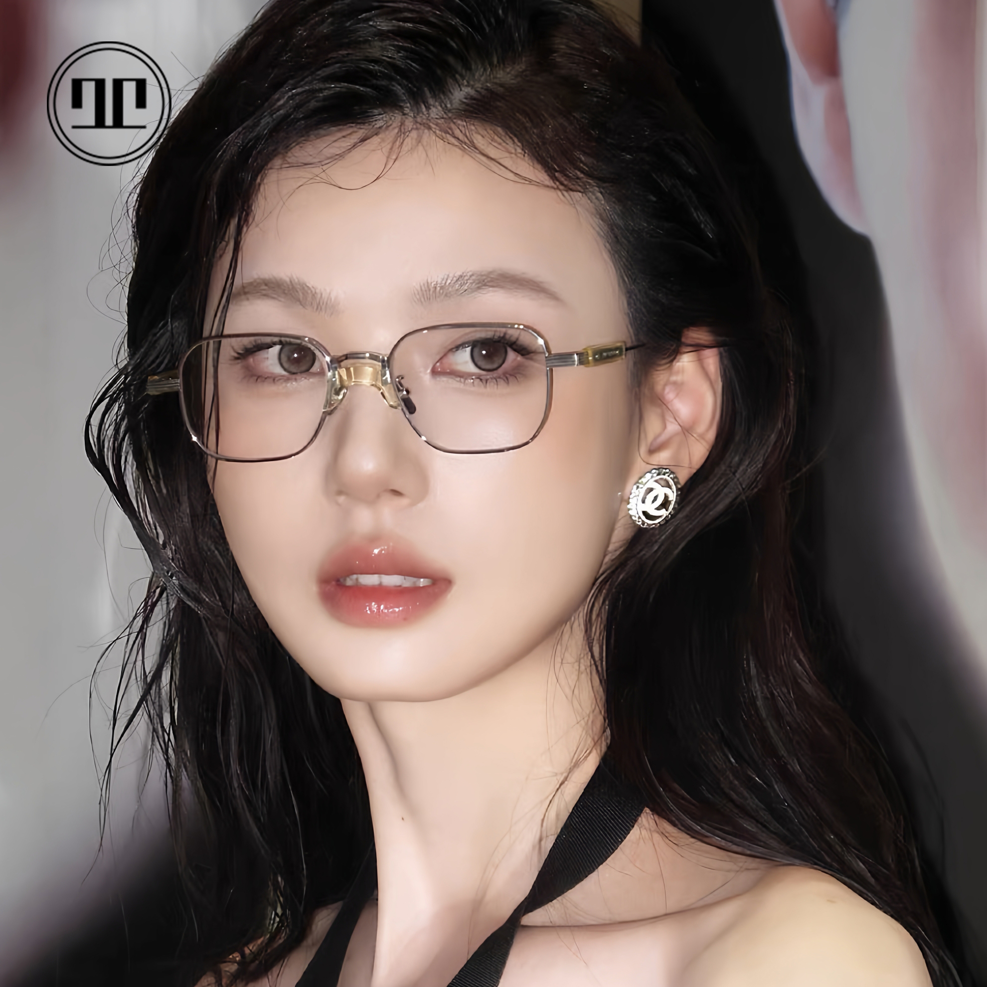 RD高级感银丝方框镜框女近视可配