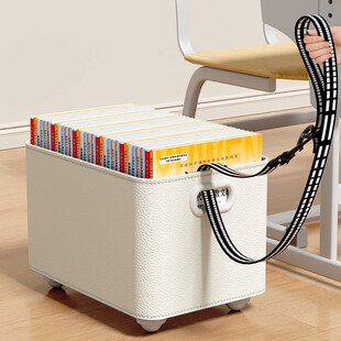 学生书箱教室用桌下带轮移动书本收纳神器初高中生书籍置物架拉绳