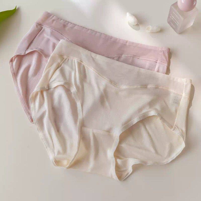 100%真丝桑蚕丝内裤女中腰无痕透气YI菌双层裆网纱拼接三角裤