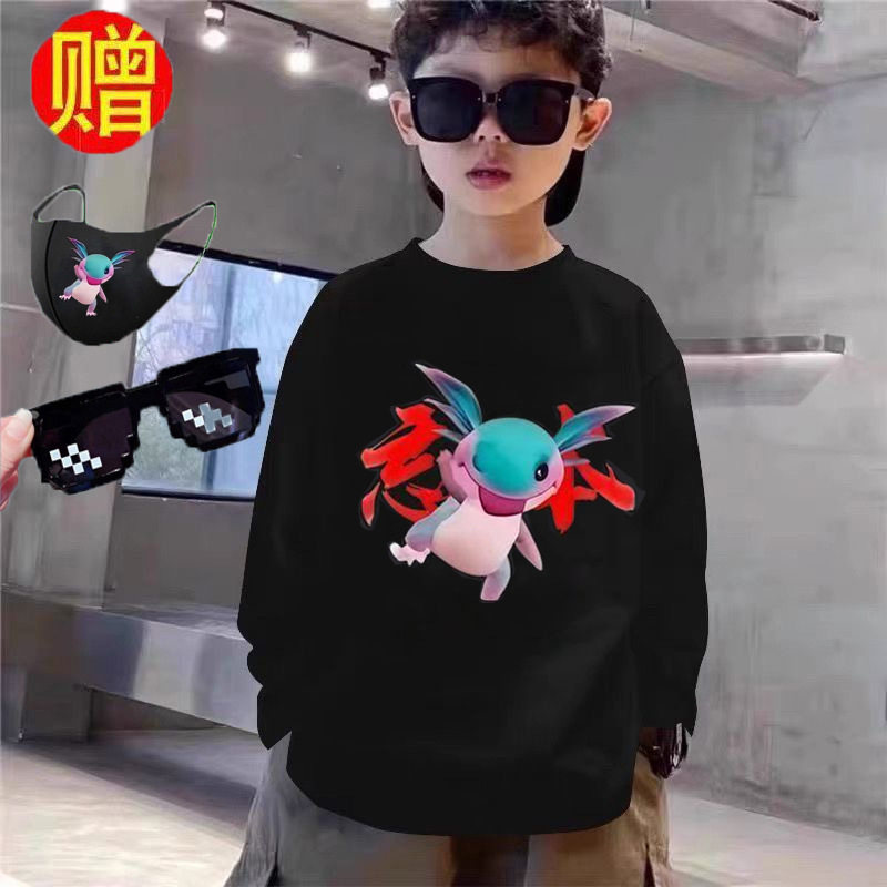 2026新款和平精英可爱小蝾螈纯棉卫衣长袖t夏季男女童休闲上衣潮