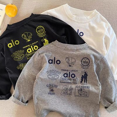 儿童alo纯棉t恤长袖男时髦潮牌