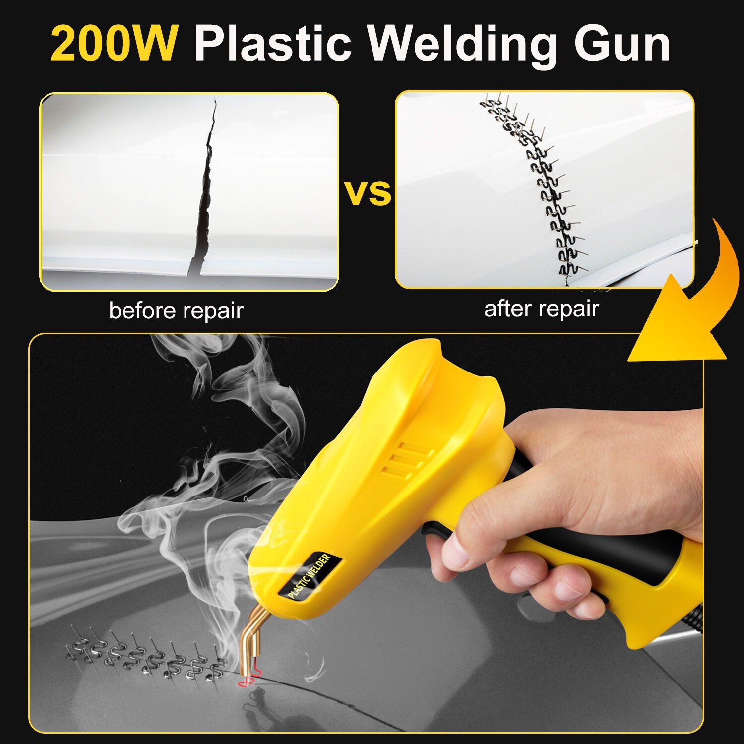 汽车保险杠塑料修复焊接机大功率塑料修复焊枪焊钉焊条热熔器200W