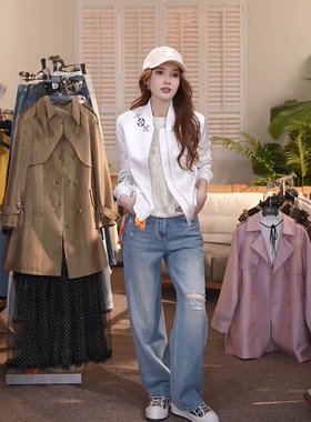 秋季新款设计感印花图案百搭女装外套MKKQ87308【澳门小源同款】