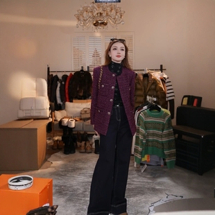 冬季新款设计感小香风女圆领夹棉款外套MKKQ67774【澳门小源】