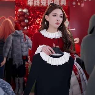 【墨领云褶】冬季荷叶领圆领毛衣内搭MKAD3A306【澳门小源同款】