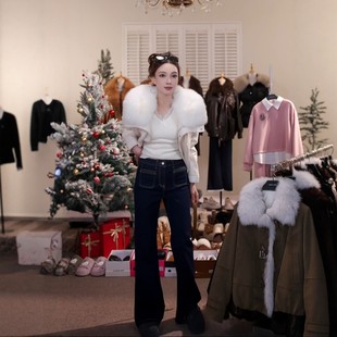 MKAD4A217 复古休闲显瘦牛仔裤 加绒冬季 澳门小源 牛喇弛行