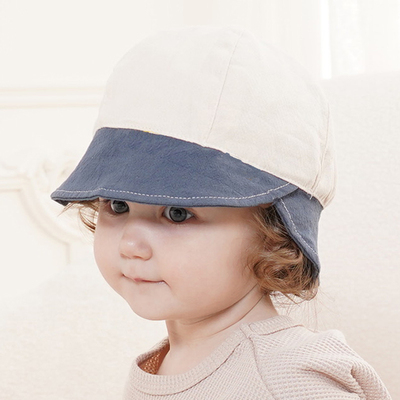 韩国婴儿帽子春秋百搭男女宝宝纯棉胎帽可爱撞色渔夫帽舒适透气萌
