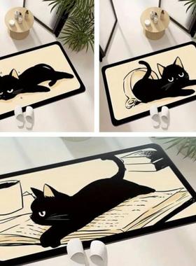 Black-cat Diatom Mud Bath Mat Non-slip Super Absorbent Bathr