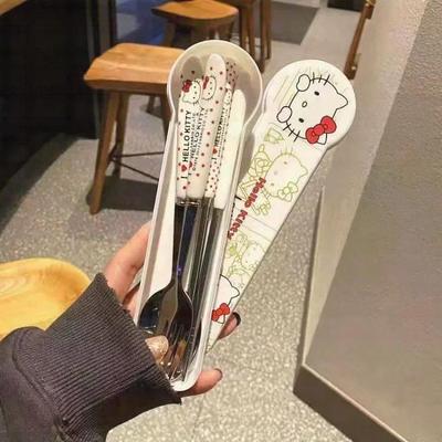Cartoon Cute Hello Kitty High Appearance Chopsticks Spoon Se