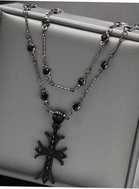 Cross necklace for men women十字架双层项炼时尚嘻哈男女饰品