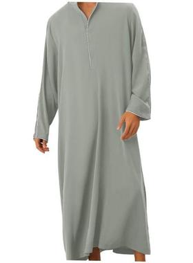 Arab mens shirt Muslim long robe clothes 简约休闲长袍衫男