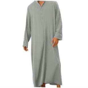 Arab mens shirt Muslim long robe clothes 简约休闲长袍衫男