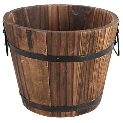 Wooden Flower Pot Creative Retro Planter with Handles for