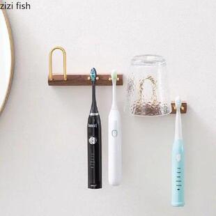 Holder Toothbrush Bathroom Electric Solid Punching Wood