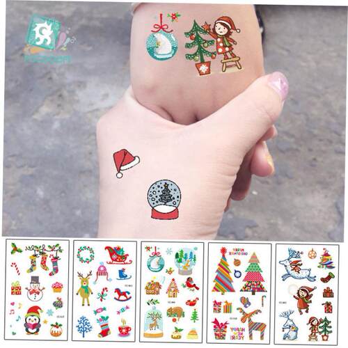 Rocooart Cartoon Tattoo Stickers Christmas Gift Flash