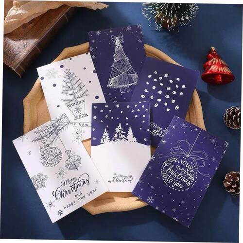 6pcs Merry Christmas Cards with Envelopes 10x15cm Thank You