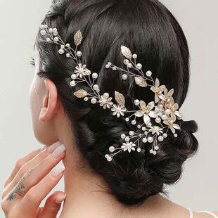 婚纱水晶珍珠发带 新娘Wedding金色银色Banquet头饰