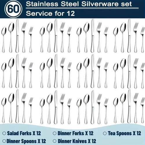 60/20 Pcs, stainless steel silverware set, kitchenware knive