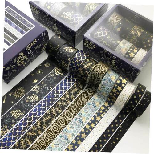 18Pcs/Set Gold Foil Washi Tape Cute Plant Flower Masking Tap