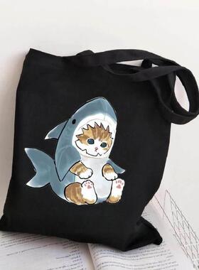 Canvas Tote Bag 猫咪家族单肩帆布包女帆布袋日系大学生上课包
