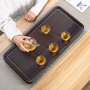 茶台简约小号茶海竹制功夫茶具托盘电木款 整块茶盘家用抽屉排水式