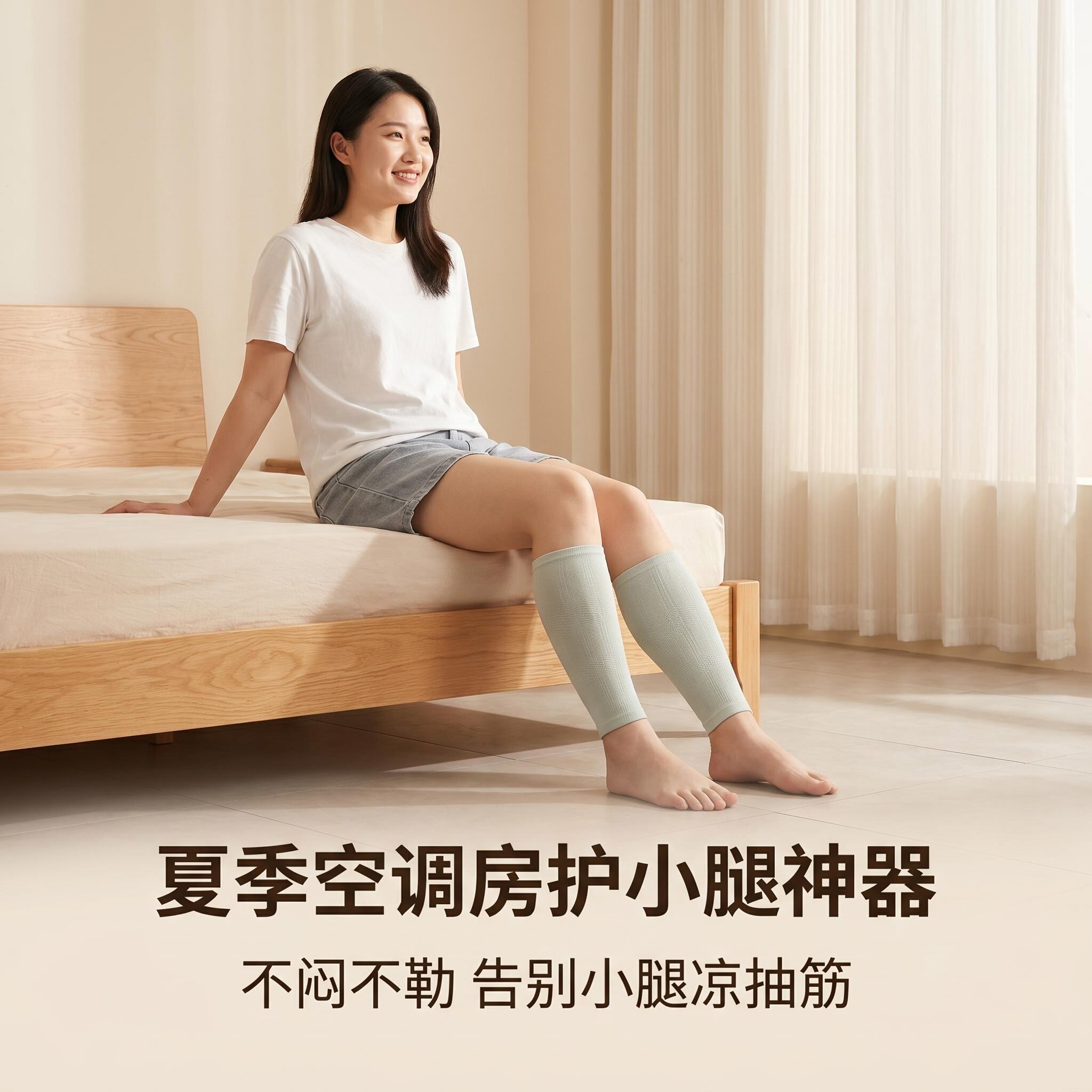 夏季薄款睡觉腿抽筋护小腿套