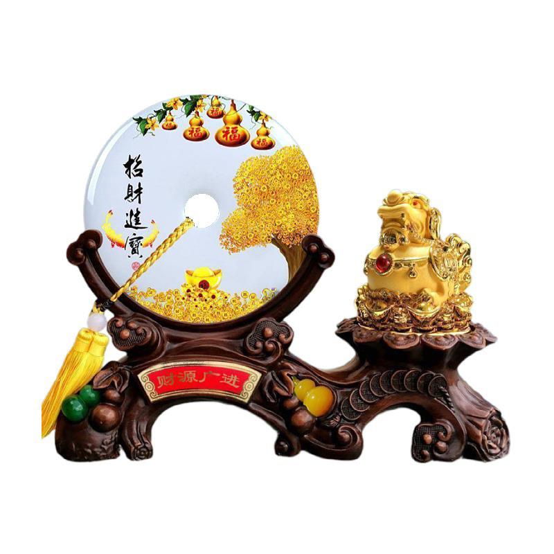 绒沙金金蟾天然玉石平安扣摆件创意家居办公装饰保险企业开业礼品