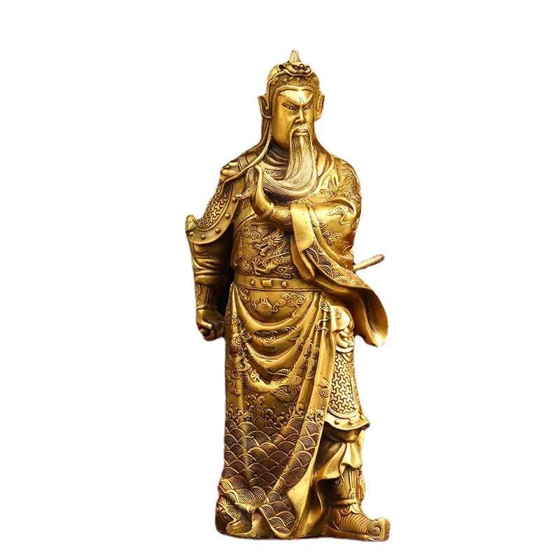 黄铜大刀关公武材神家居摆件公场所桌面装饰实用工艺品