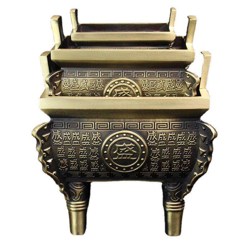 黄铜摆件仿古做旧千秋鼎铜器工艺品创意鼎盛铜鼎纯铜制品
