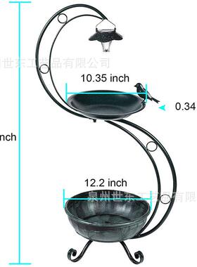 金属双层花鸟架KD鸟浴盆盆栽支架户外花园置物架摆件
