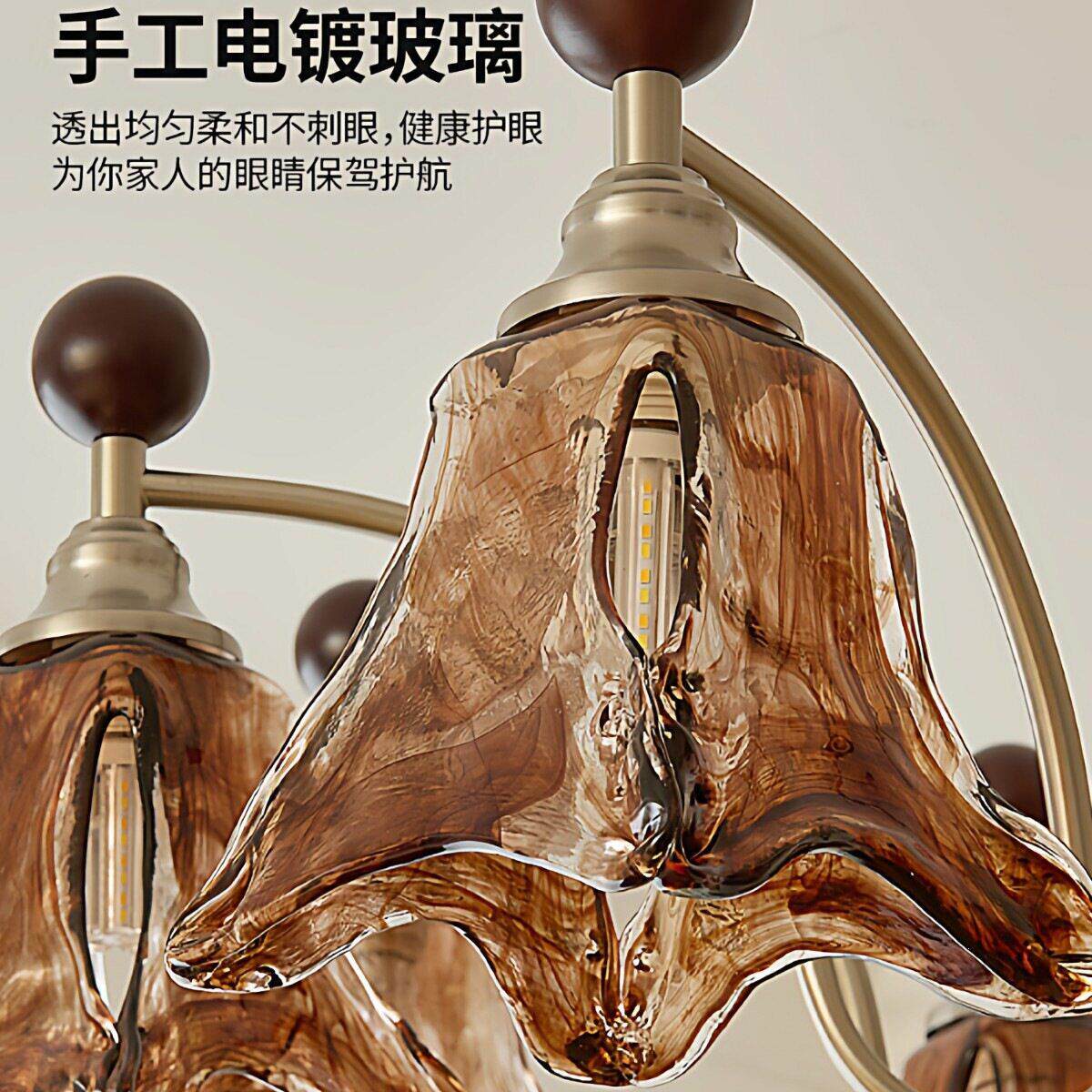 灯饰客厅吊灯法式中古卧室主灯美式复古书房餐厅吊灯全光谱灯具