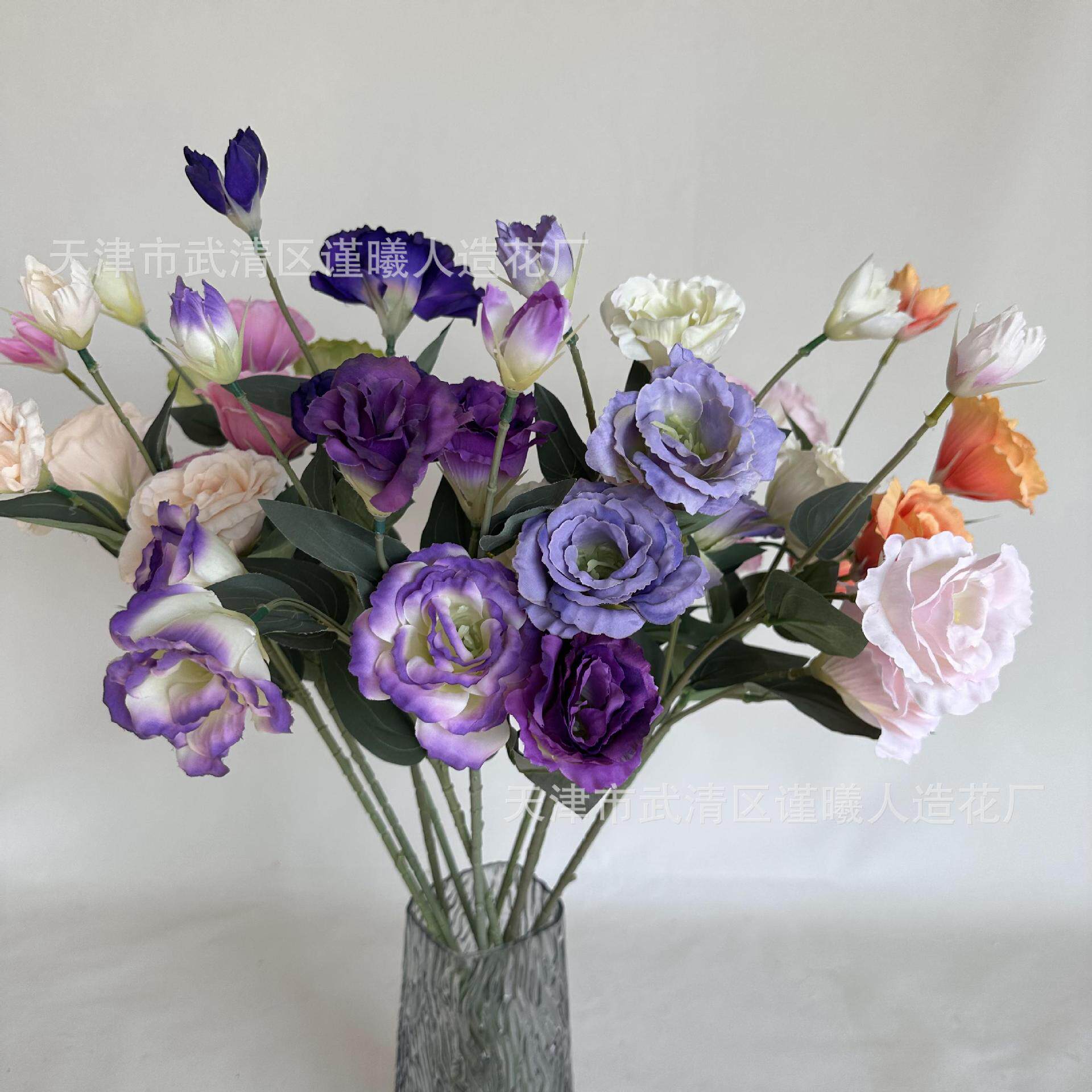 新品 4洋桔梗户外花卉摄影拍摄道具家居客厅装饰插花婚礼婚庆仿真