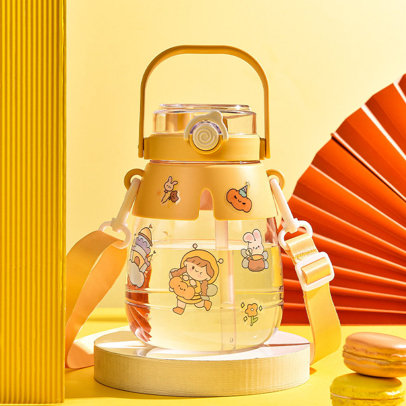 优选大容量塑料杯网红双饮大肚杯儿童学生吸管运动便携水杯礼品节