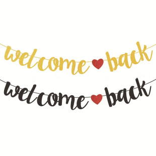 派对装 back欢迎回来返校季 饰连体字母纸拉旗横幅串 Welcome 新品