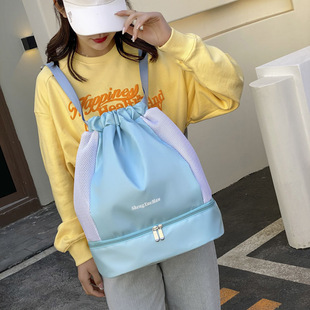 新品 运动健身包瑜伽包干湿分离游泳包独立鞋仓拉绳束口袋双肩包