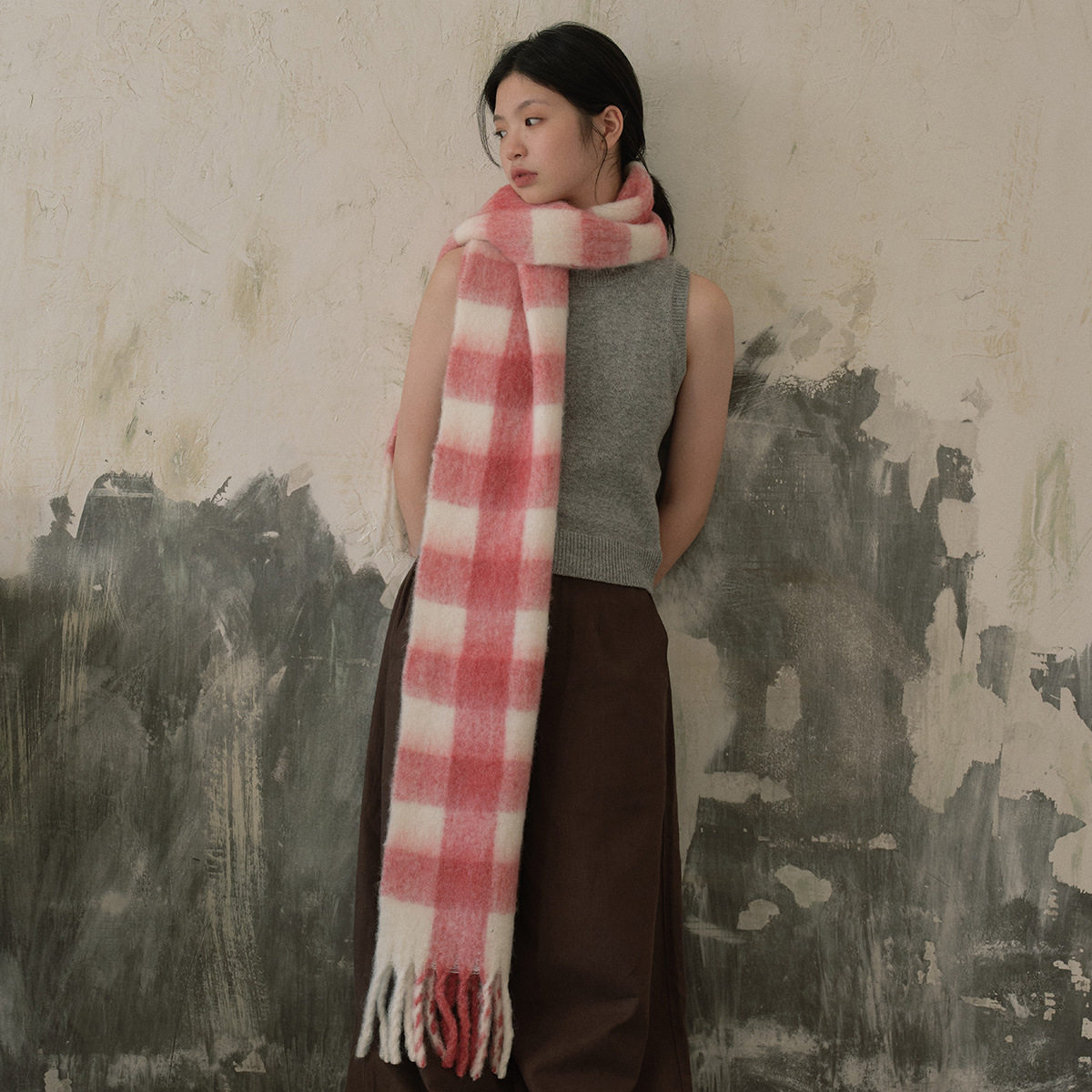 新品 自制羊驼毛羊毛混纺经典格围巾女冬季加大氛围感拼色格纹围,宠物/宠物食品及用品,羊驼,淘宝优惠券,粉丝福利购,淘宝优惠卷