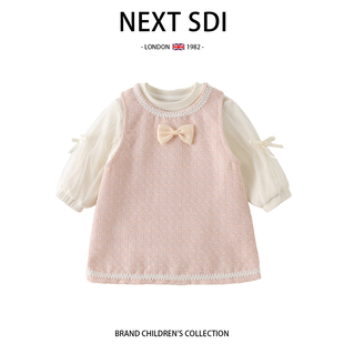 英國NEXT 周歲禮服 SDI女童連衣裙春秋女寶寶洋氣小香風公主裙套裝