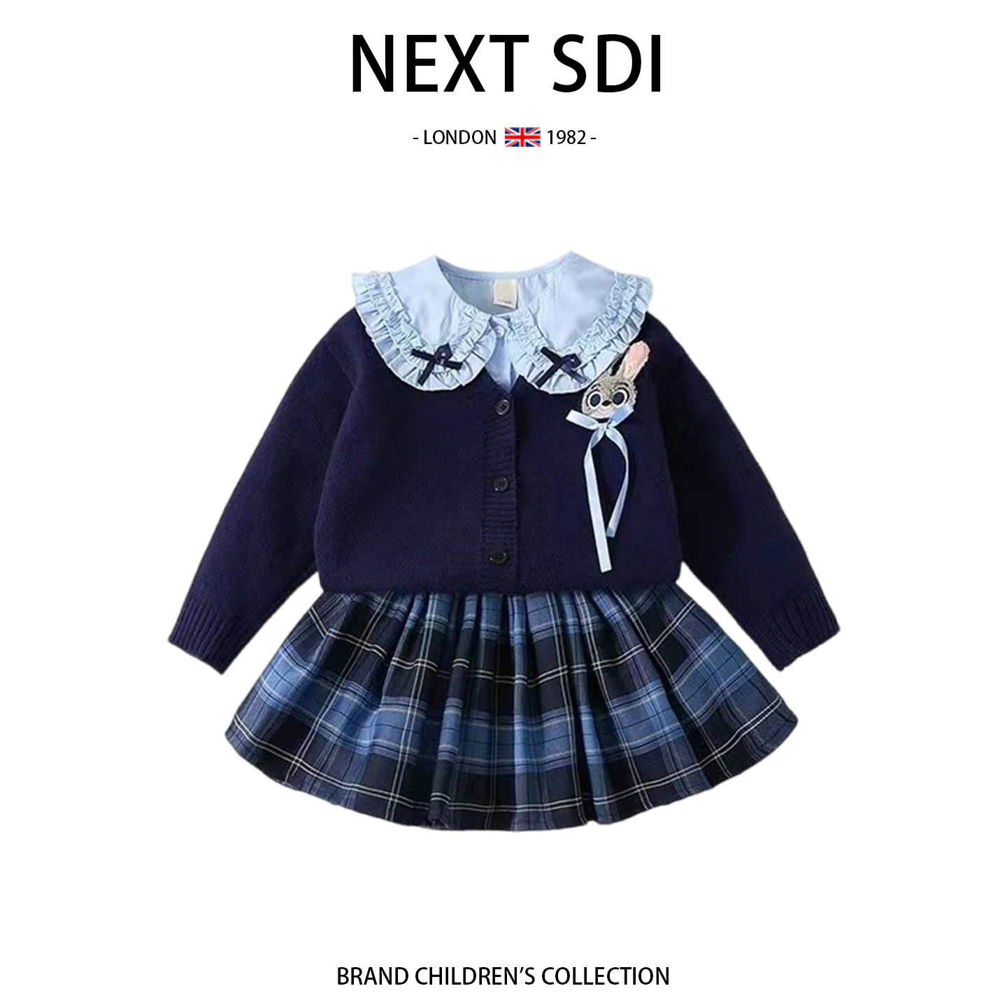 英国NEXT SDI女童学院风JK制服套装春秋儿童兔子警官针织开衫外套