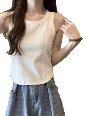 纯棉背心女春无袖短款上衣夏外穿