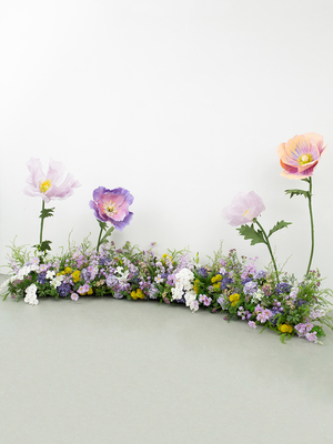 高级橱窗花艺摆件假花彷真花紫色莫奈花园造景彷生花丛纸花大花