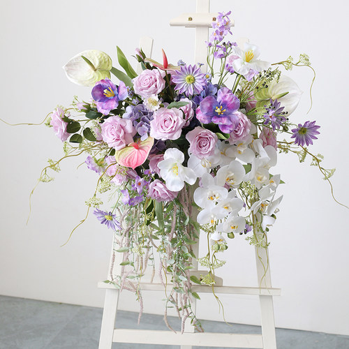 野花讲台花艺仿真桌花挂花花艺