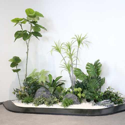 野花花艺仿真绿植造景组合楼梯下室内景观设计橱窗落地假植物装饰 - 封面
