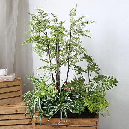 小型仿真绿植盆栽展柜橱窗角落花槽植物仿生造景摆件室内盆景软植